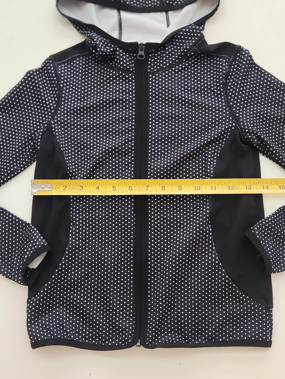 Z By Zella Black White Polka Dot Hooded Athletic Jacket Medium 8 10